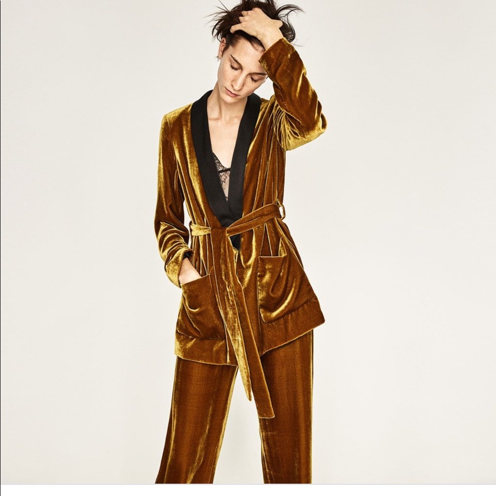 Gold Zara Velvet Trousers